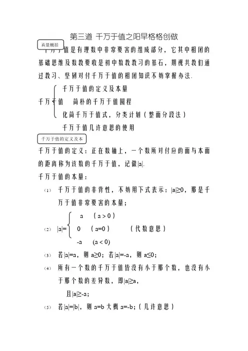 初一数学绝对值典型例题精讲