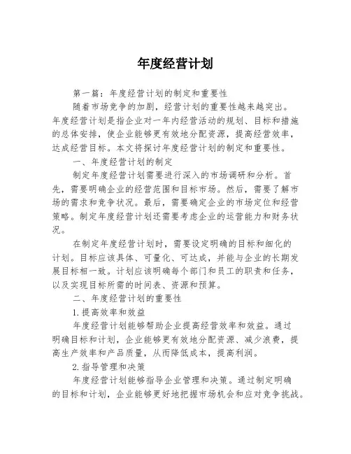 年度经营计划3篇