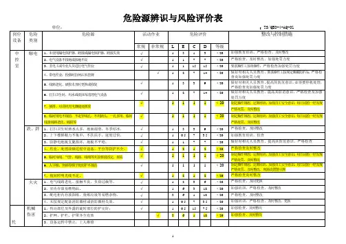 危险源辨识与风险评价表(原料)