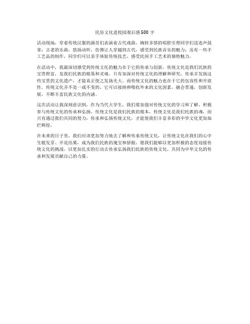 民俗文化进校园观后感500字