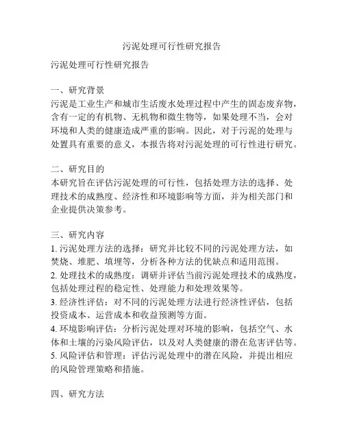 污泥处理可行性研究报告