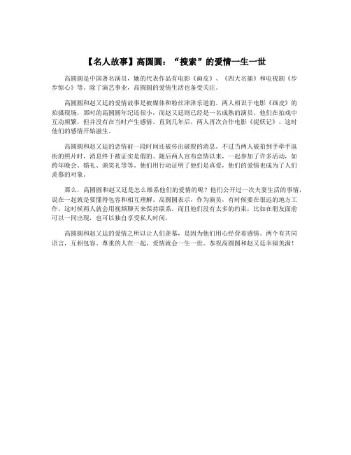 【名人故事】高圆圆：“搜索”的爱情一生一世