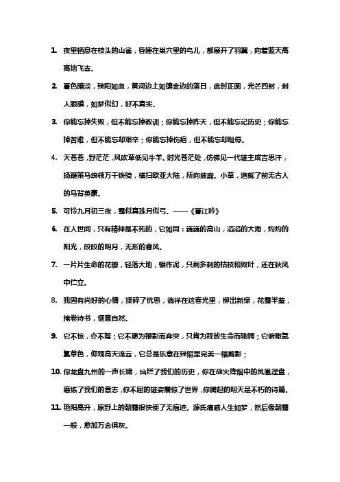 九年级语文好句好段摘抄大全