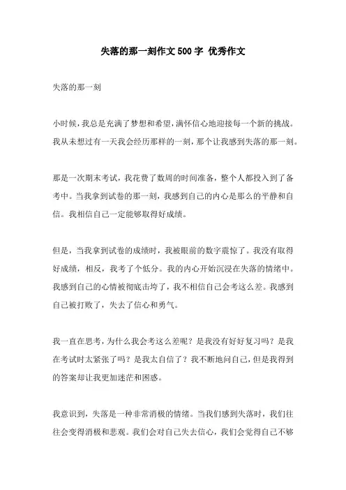 失落的那一刻作文500字 优秀作文