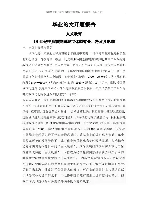 19世纪中后期美国城市化的背景、特点及影响