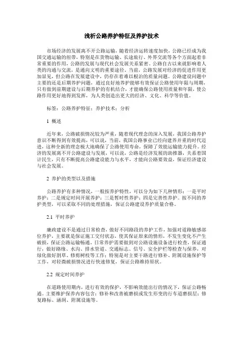 浅析公路养护特征及养护技术