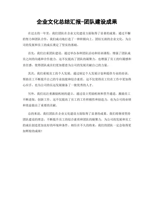 企业文化总结汇报-团队建设成果