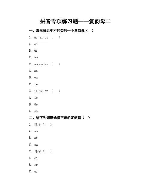 拼音专项练习题复韵母二