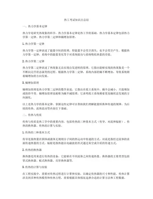 热工考试知识点总结