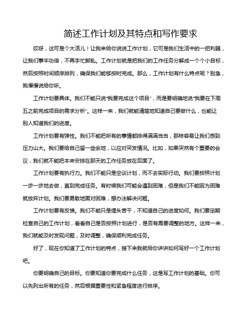 简述工作计划及其特点和写作要求