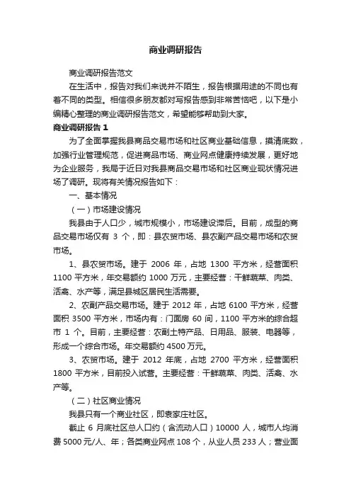 商业调研报告范文