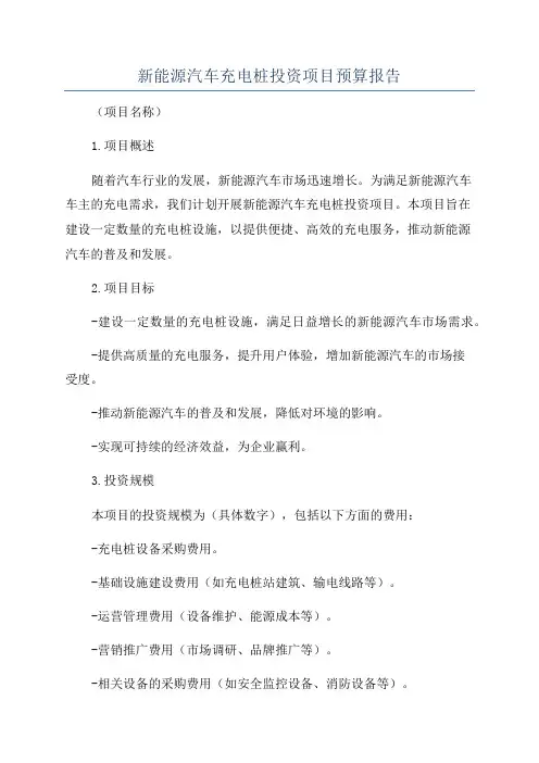 新能源汽车充电桩投资项目预算报告