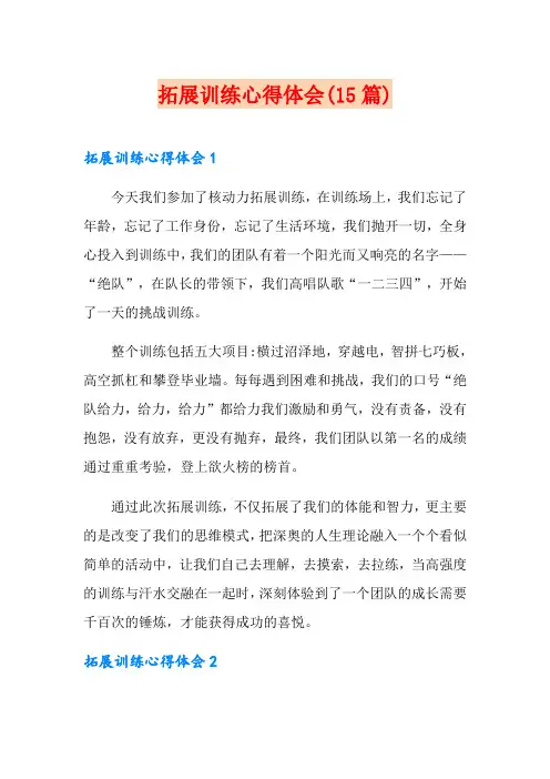 拓展训练心得体会(15篇)