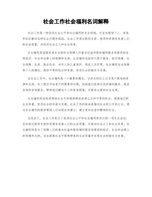 社会工作社会福利名词解释