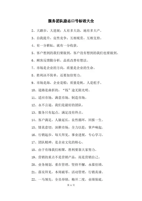 服务团队励志口号标语大全