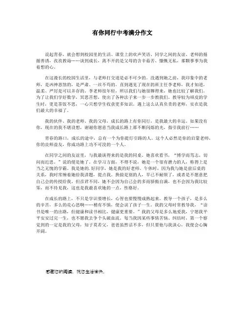 有你同行中考满分作文