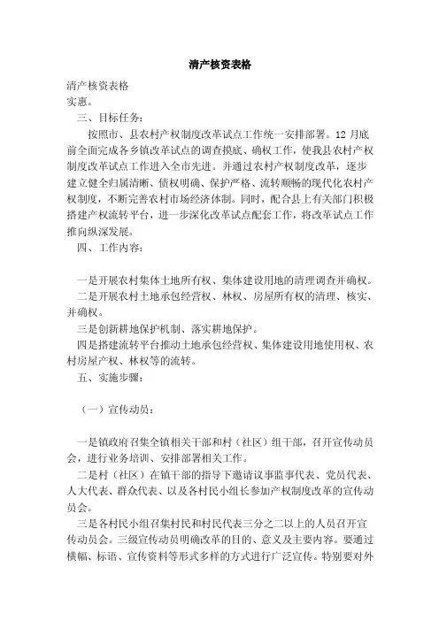 清产核资表格（范本）