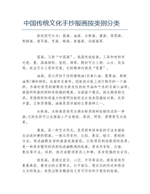 中国传统文化手抄报画按类别分类文字稿