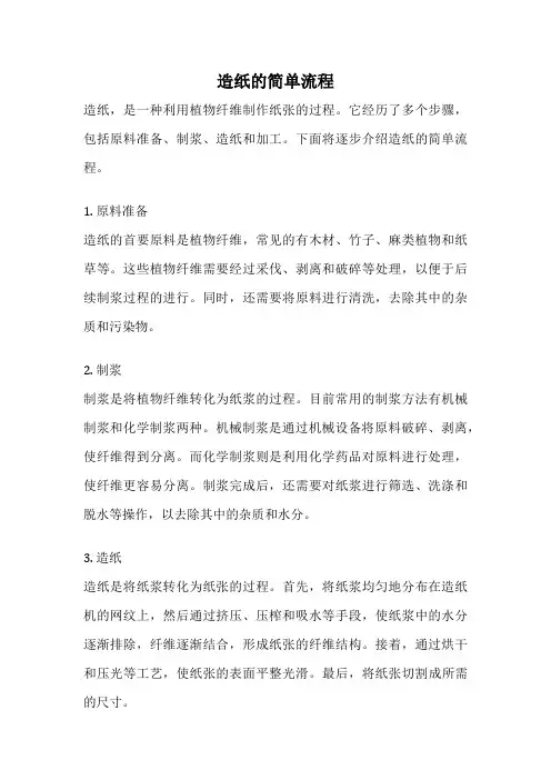 造纸的简单流程