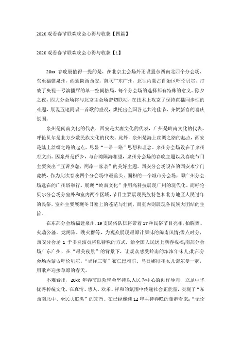 2020观看春节联欢晚会心得与收获【四篇】