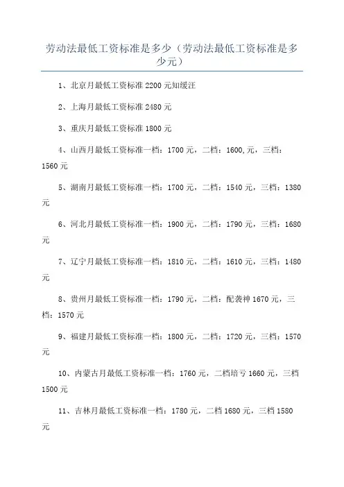 劳动法最低工资标准是多少(劳动法最低工资标准是多少元)