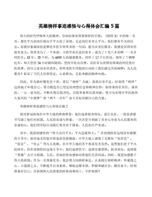 英雄榜样事迹感悟与心得体会汇编5篇