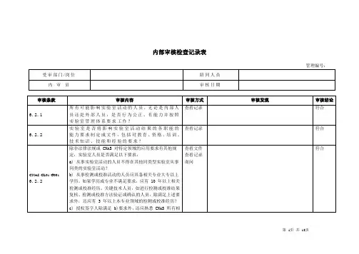 内审检查表-安全部