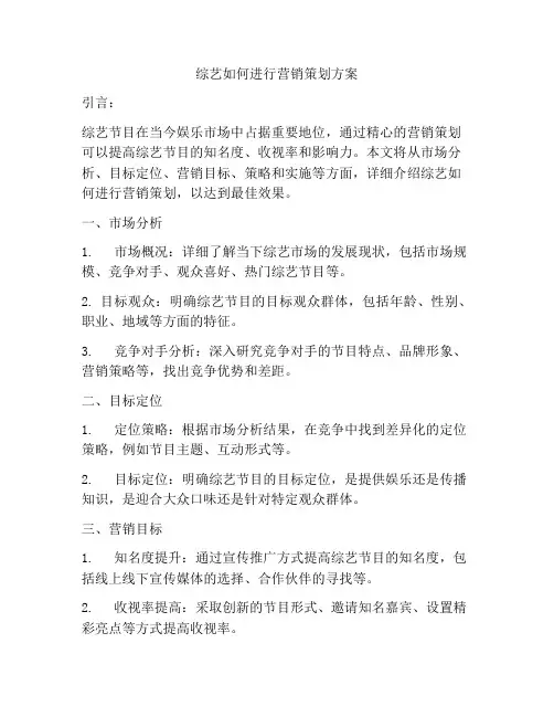综艺如何进行营销策划方案