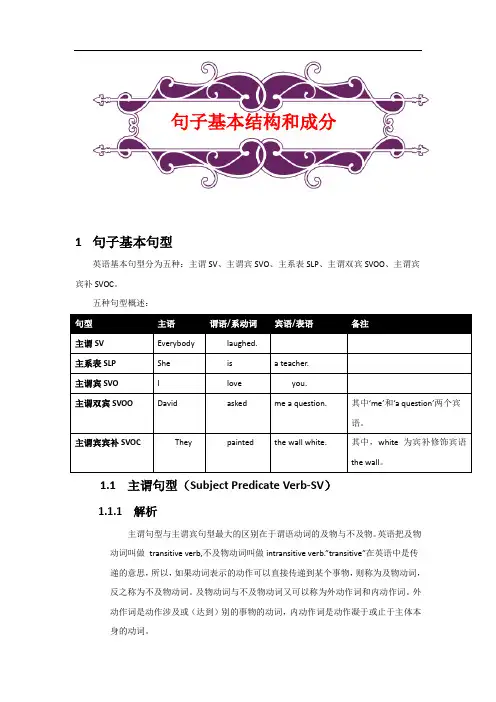 英语句子的基本句型和成分(含例题及答案解析)