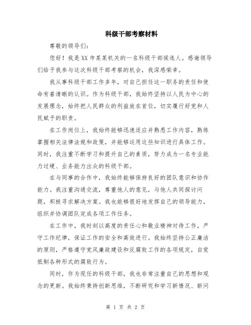 科级干部考察材料