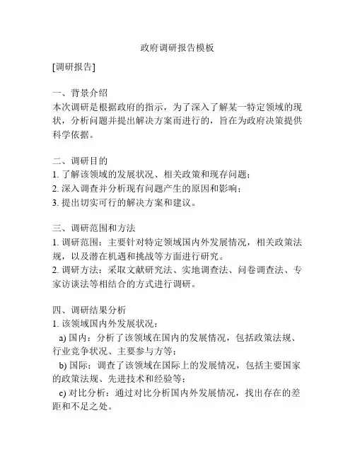 政府调研报告模板