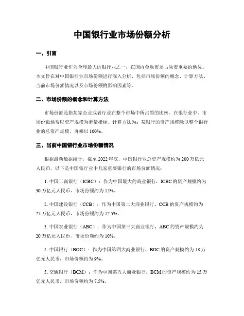 中国银行业市场份额分析
