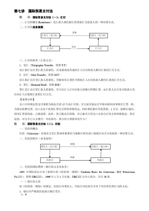 第七讲  国际贸易支付法()