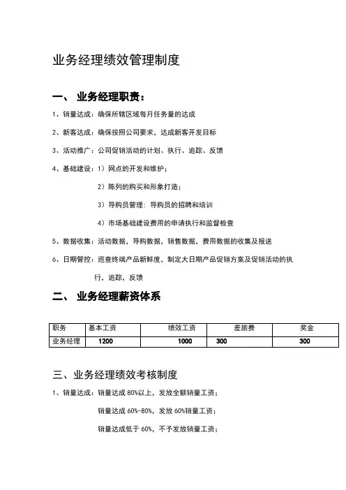 业务经理绩效制度