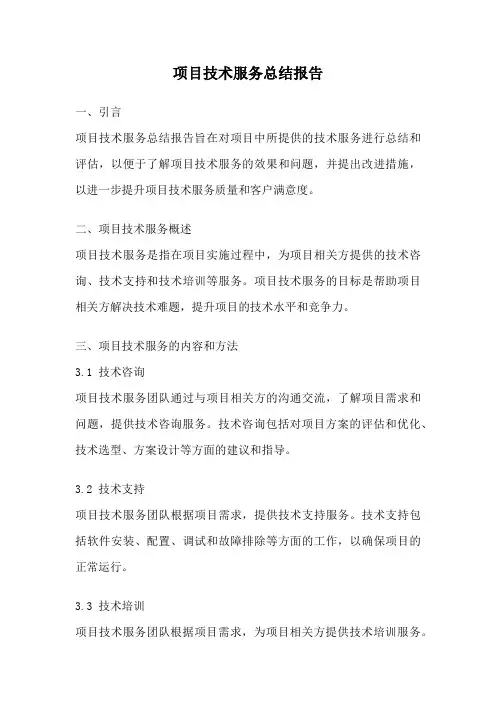 项目技术服务总结报告
