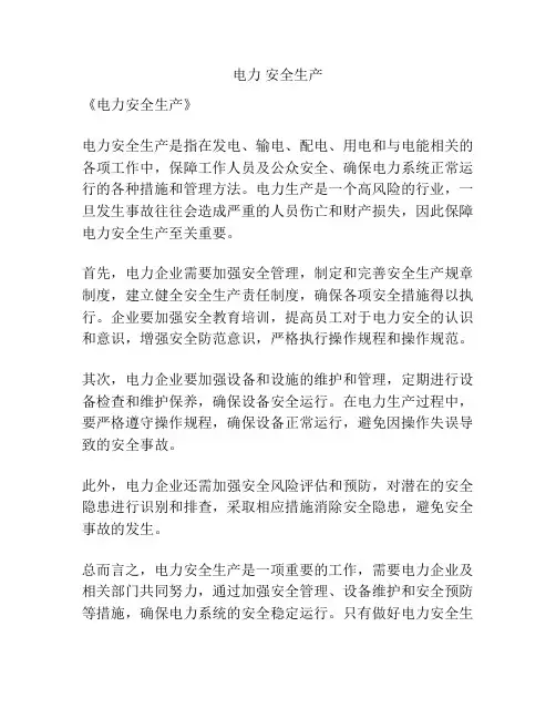 电力 安全生产