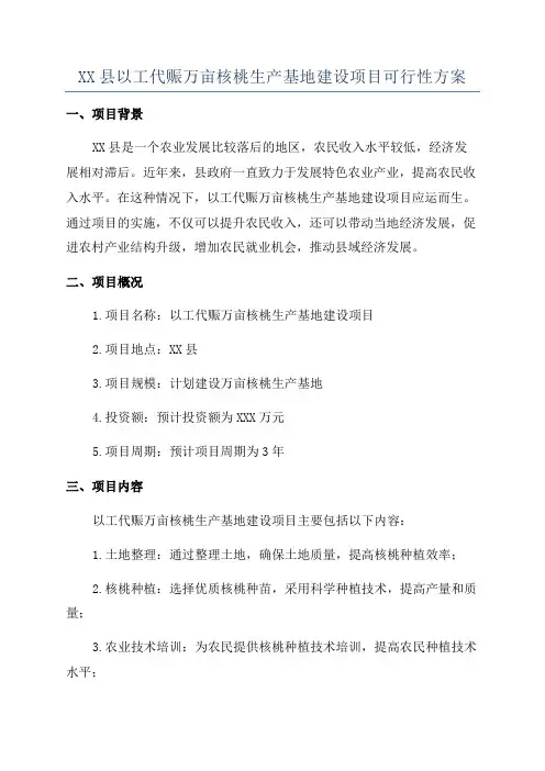 XX县以工代赈万亩核桃生产基地建设项目可行性方案
