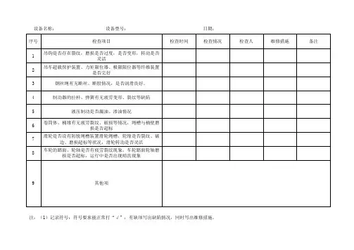 汽车吊日常检查表