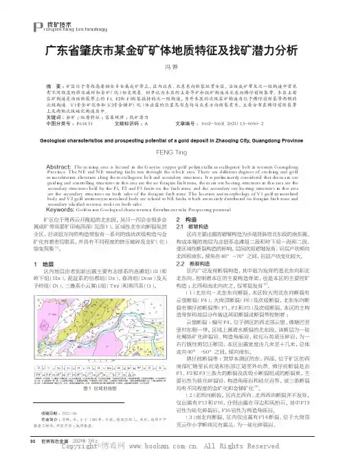 广东省肇庆市某金矿矿体地质特征及找矿潜力分析