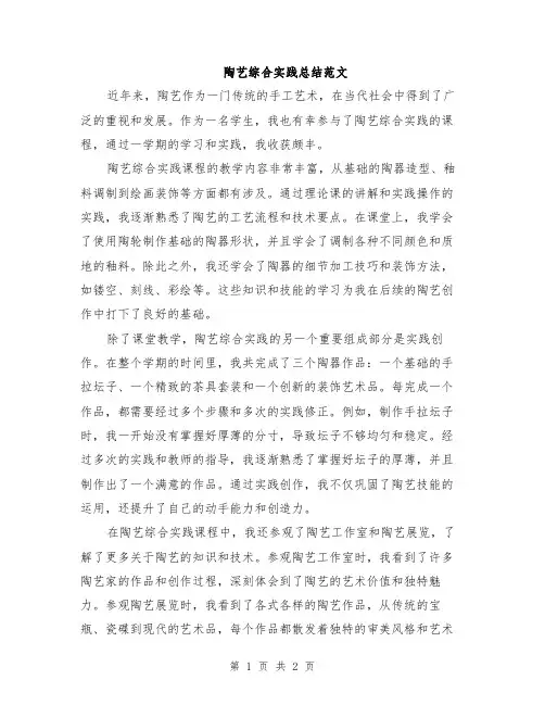 陶艺综合实践总结范文