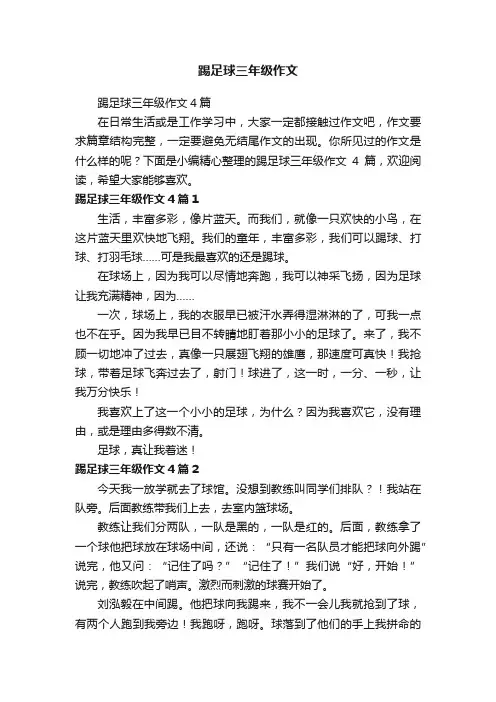 踢足球三年级作文4篇