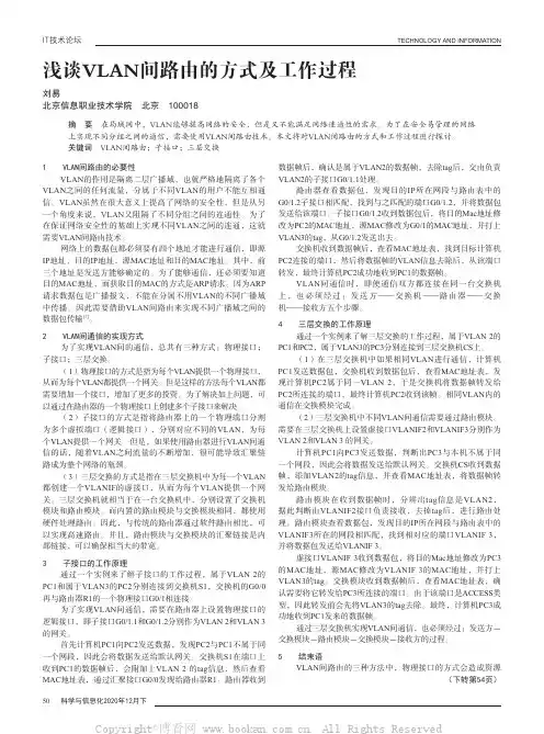 浅谈VLAN间路由的方式及工作过程