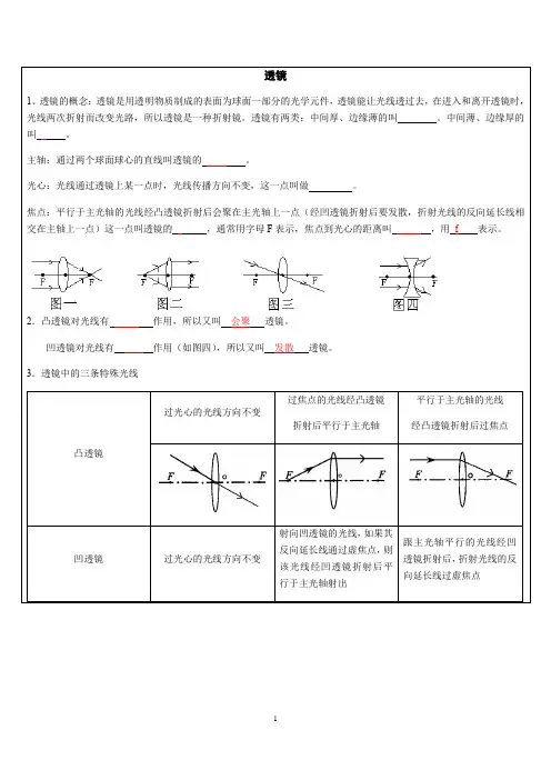 2020人教版八年级上册第5章透镜及其应用讲义和习题有答案