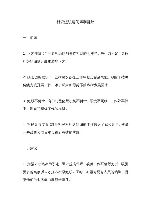 村级组织建问题和建议