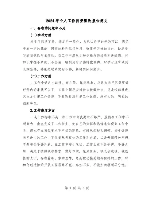2024年个人工作自查整改报告范文(2篇)