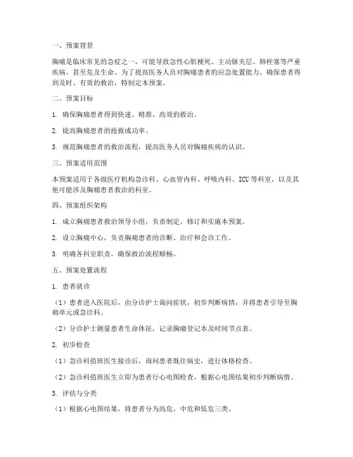 胸痛患者应急预案处置流程文字
