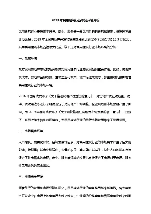 2023年民用建筑行业市场环境分析