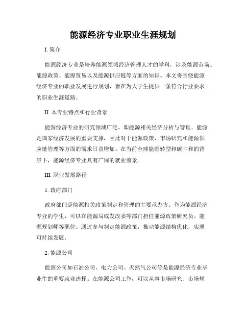 能源经济专业职业生涯规划