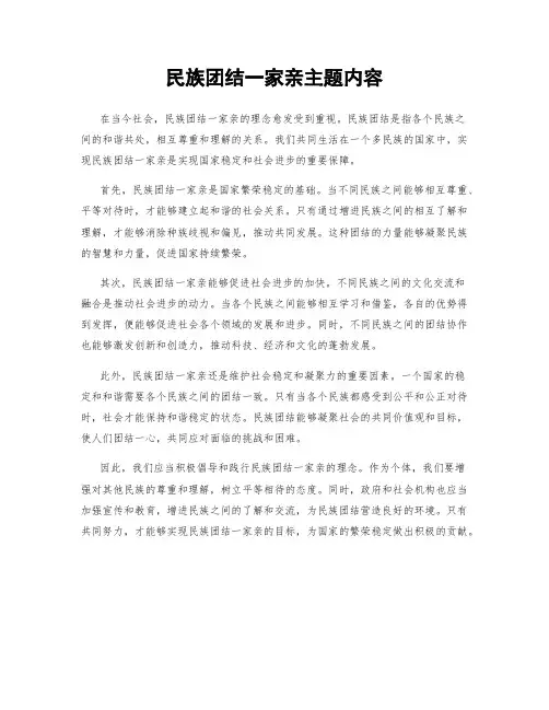 民族团结一家亲主题内容