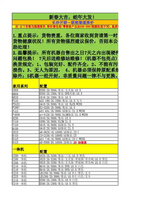2013年3月5日长沙开联-联想全系列渠道价格表